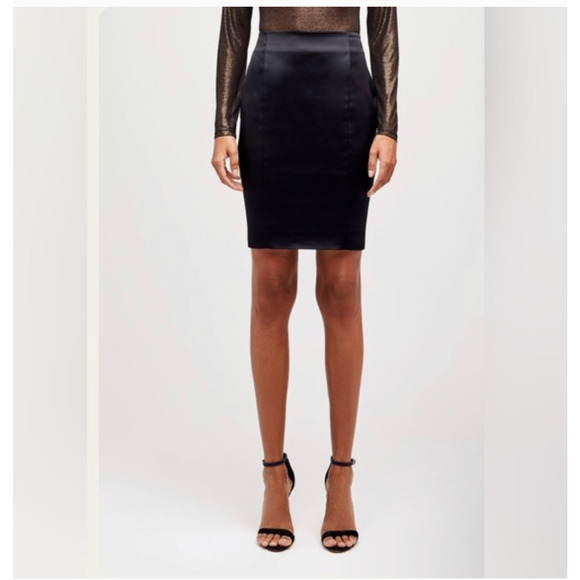 NWT L'Agence Tenney Stretch Satin Pencil Skirt XS 0 2 Medieval Blue Navy - Picture 1 of 7